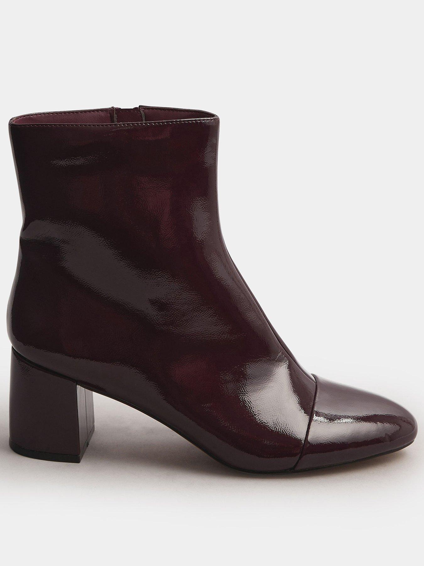 yours-patent-block-heel-boot-red