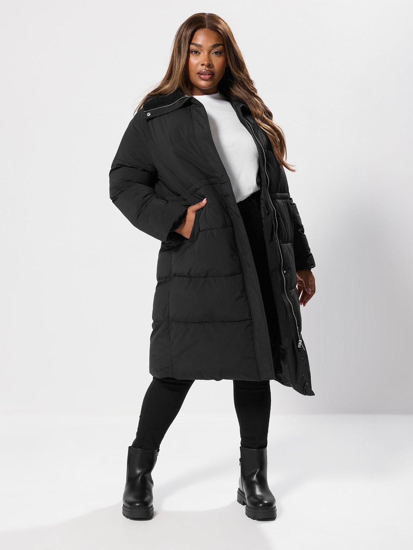 undefined Curve Funnel Neck Midi Coat