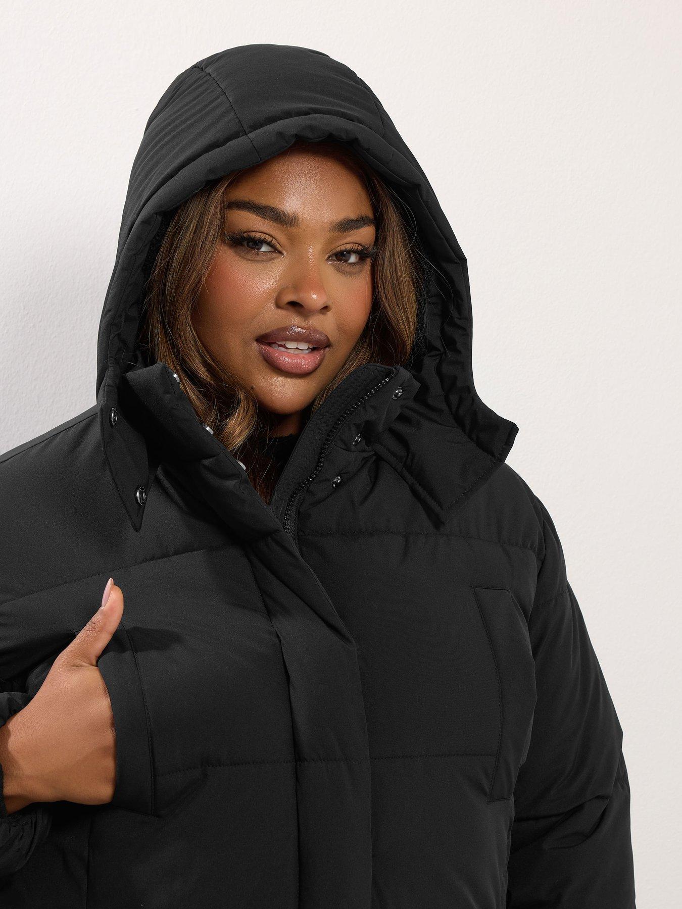 Yours Curve Midaxi Padded Coat Black Very