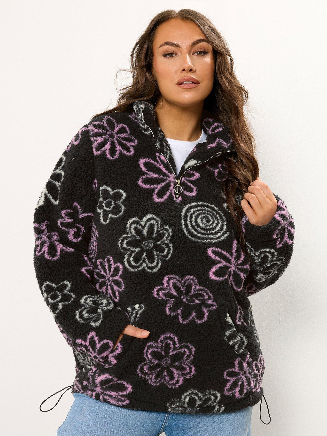 Image 1 of 4 of Yours Curve Sherpa Borg Fleece - Black