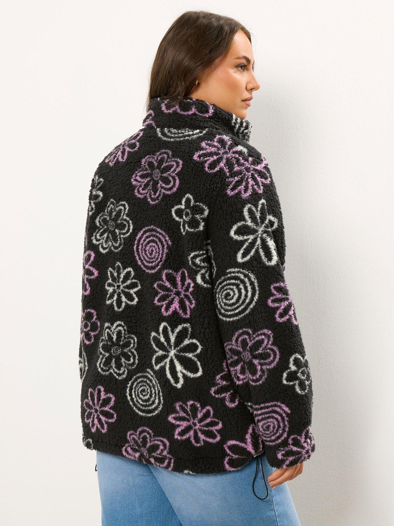 Image 2 of 4 of Yours Curve Sherpa Borg Fleece - Black