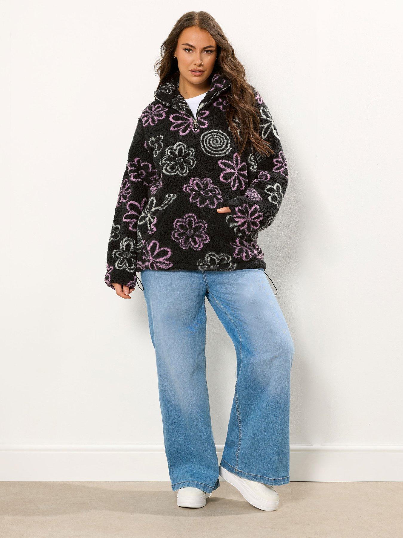 Image 3 of 4 of Yours Curve Sherpa Borg Fleece - Black