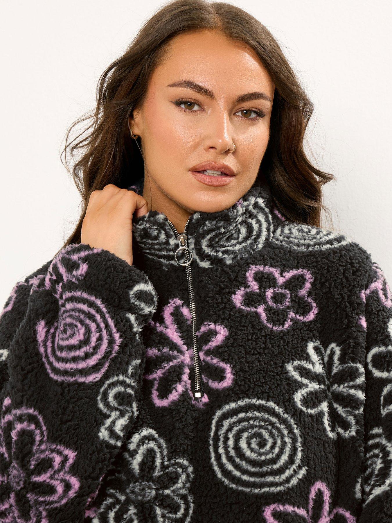 Image 4 of 4 of Yours Curve Sherpa Borg Fleece - Black