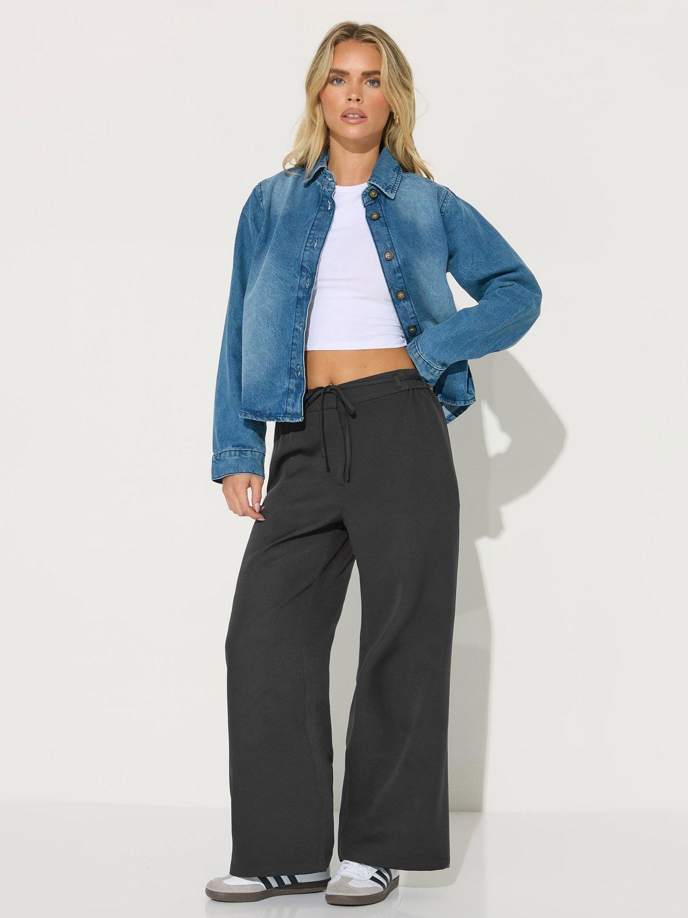 PixieGirl Petite Pintuck Slouch Trouser - Black