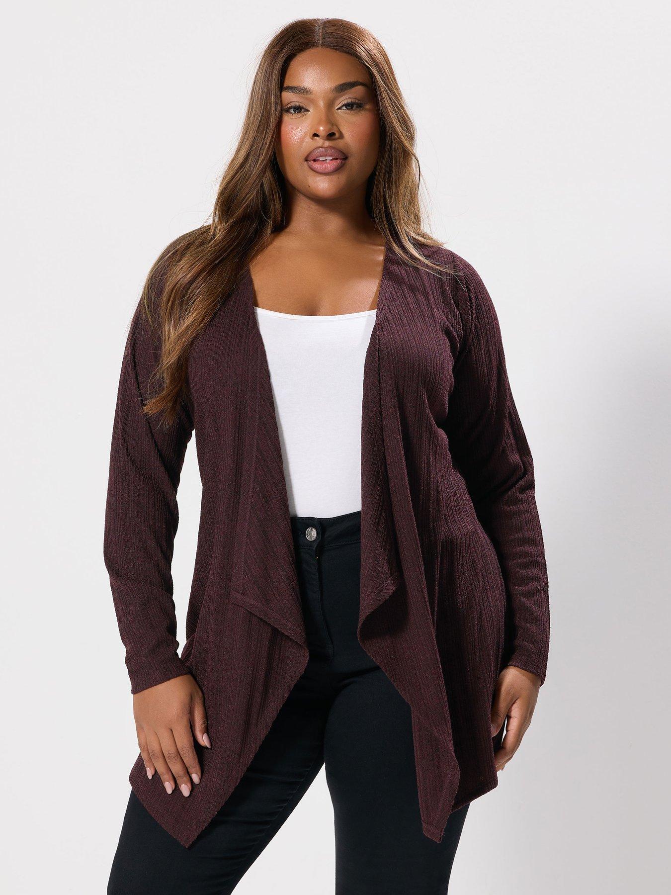 undefined Curve Waterfall Cardigan - Purple