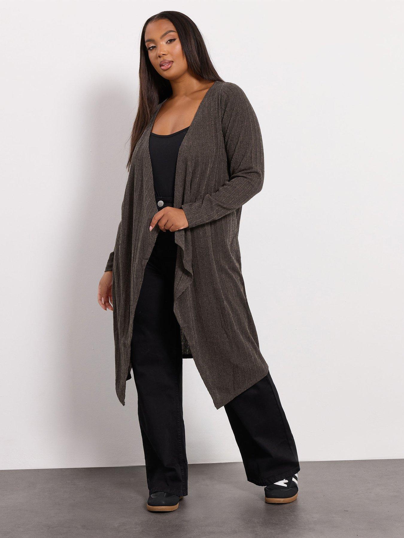 undefined Curve Waterfall Midaxi Cardigan - Brown