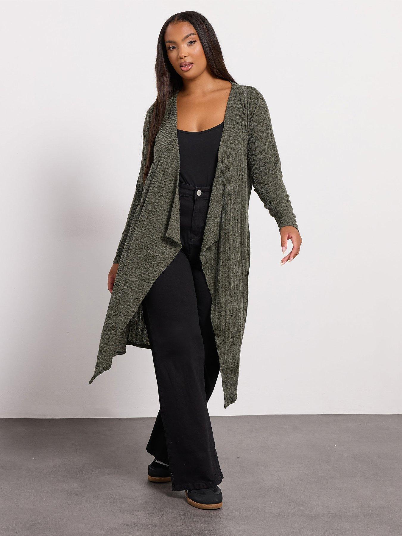 undefined Curve Waterfall Midaxi Cardigan - Green