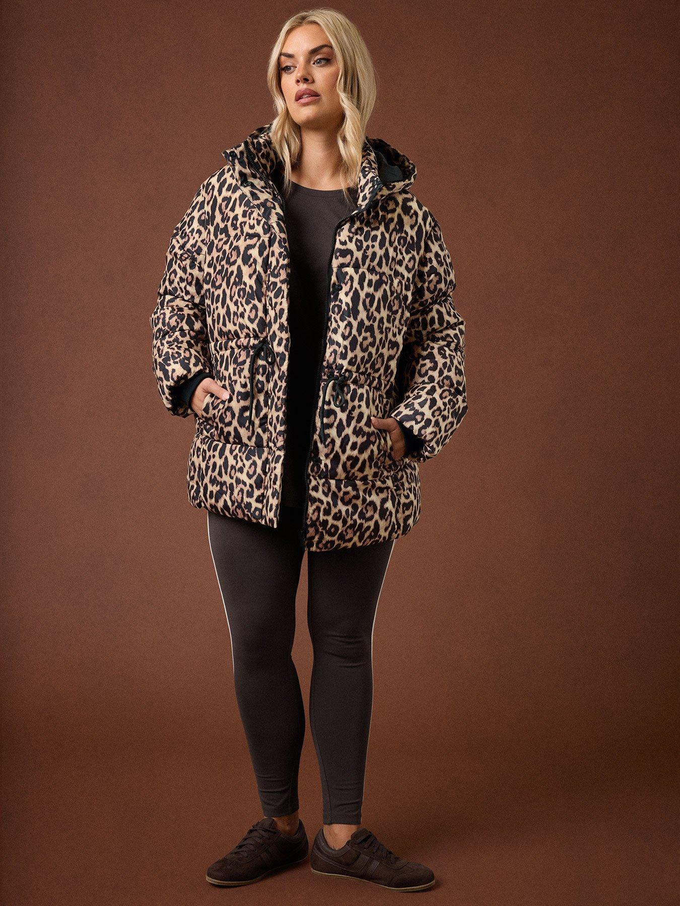 yours-curve-padded-jacket-leopard-brown
