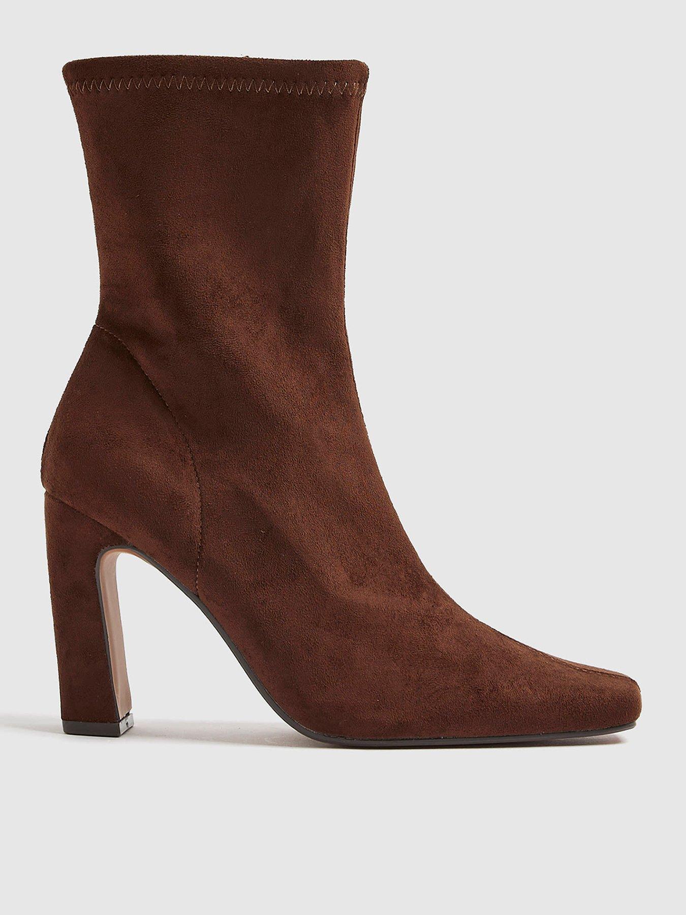 Image 2 of 6 of River Island Square Heel Stretch Boot - Brown