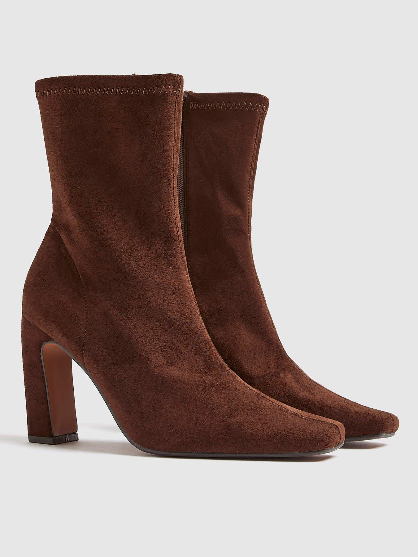 Image 3 of 6 of River Island Square Heel Stretch Boot - Brown