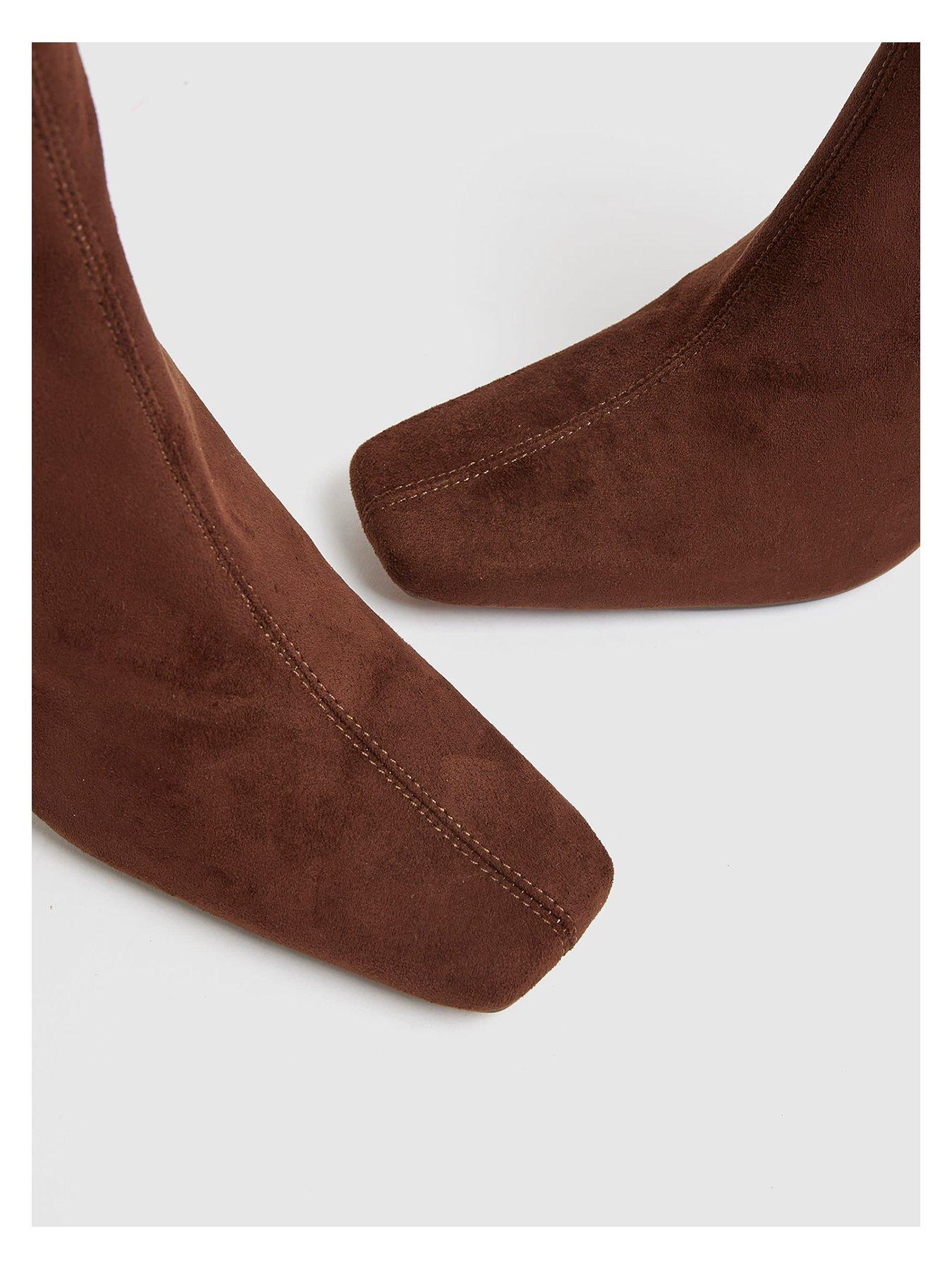 Image 6 of 6 of River Island Square Heel Stretch Boot - Brown