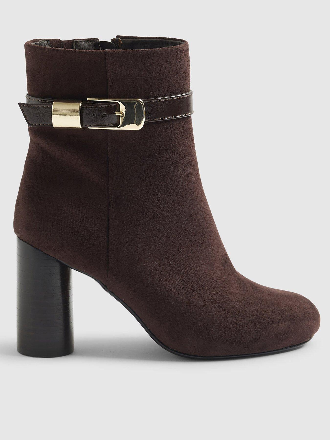 Image 1 of 5 of River Island Round Heeled Buckle Boot - Brown