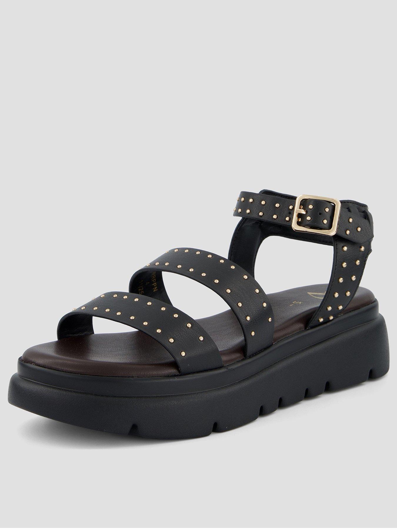 Image 1 of 7 of The Very Collection Studded Gladiator Chunky Sandal - Black