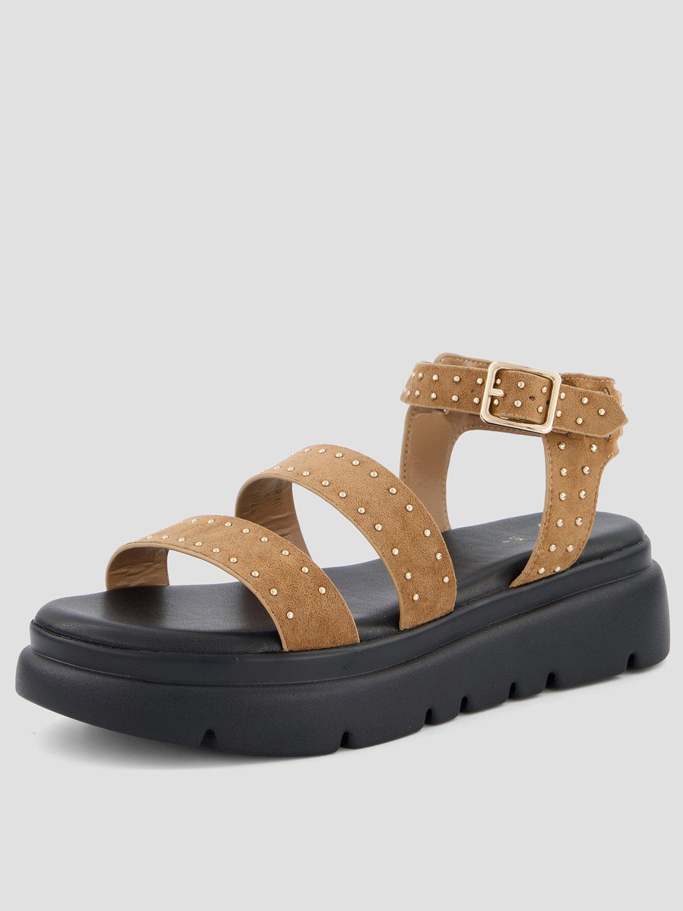 The Very Collection Gladiator Flatform Sandals - Tan