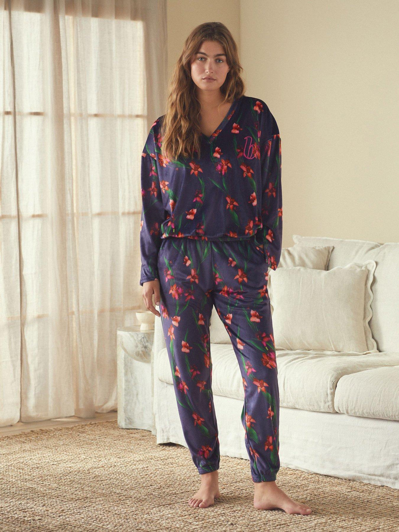 B By Ted Baker Cosy Navy Floral Pyjama Set - Navy