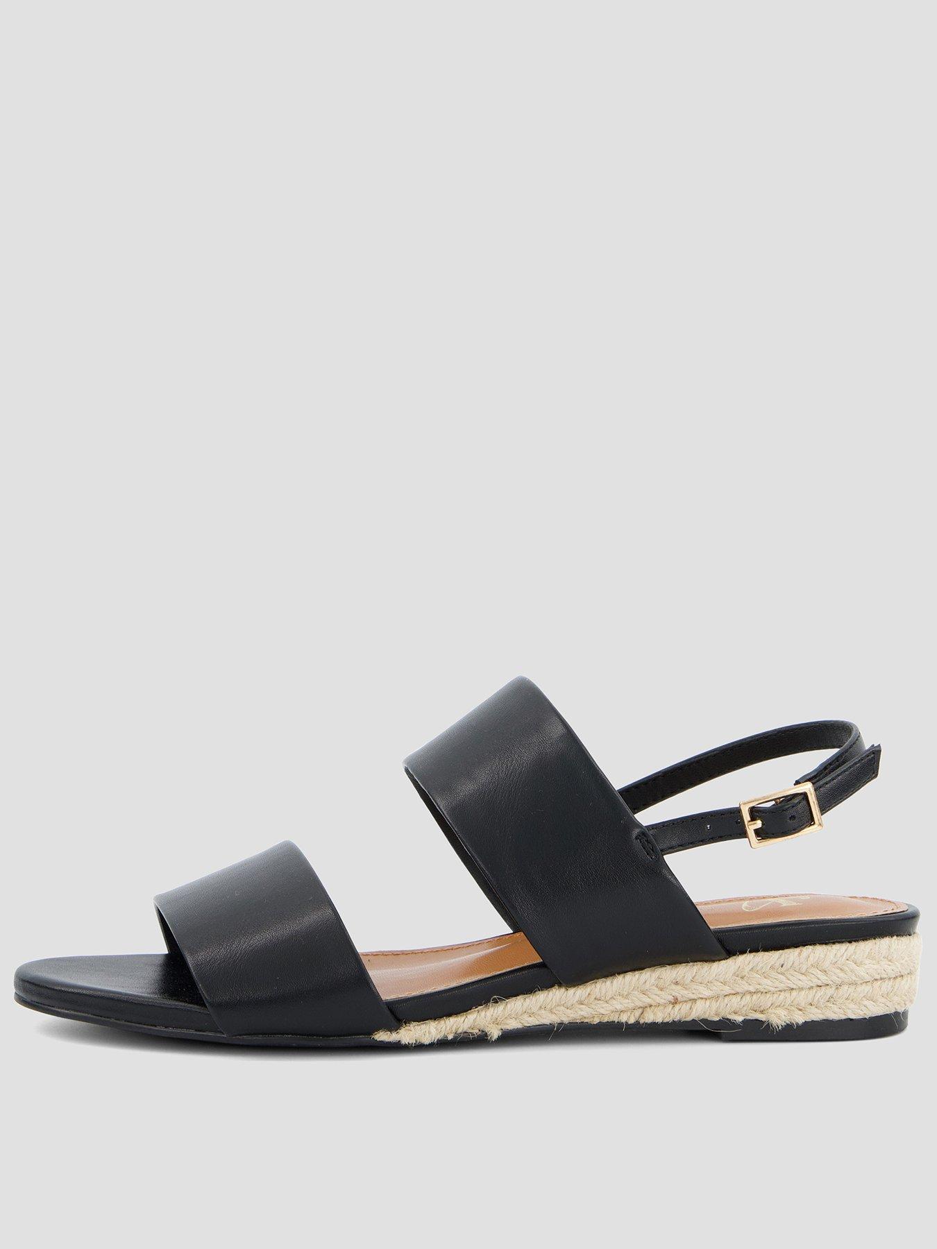 Image 1 of 7 of The Very Collection Low Strappy Wedge Sandal - Black