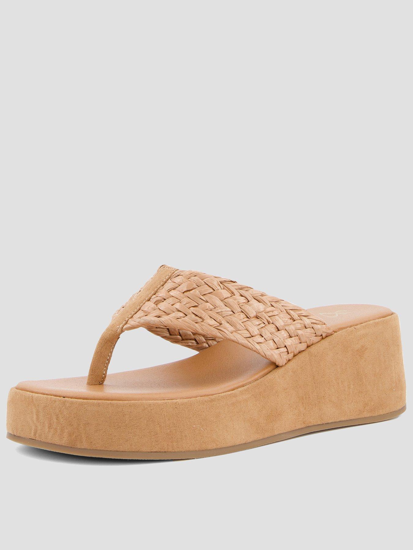 The Very Collection Wide Fit Thong Wedge Sandals - Beige