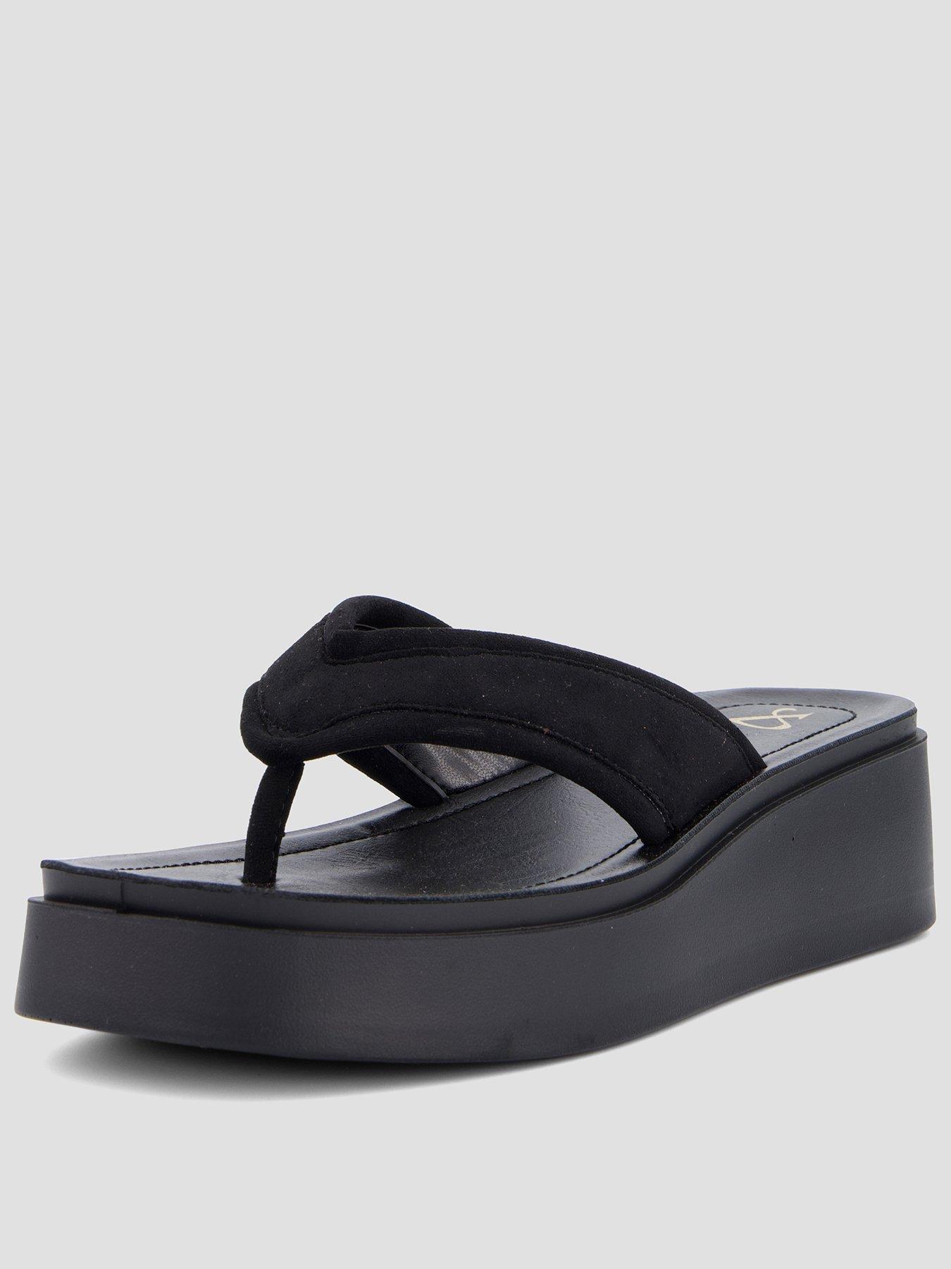 The Very Collection Wedge Toe Thong Sandal - Black