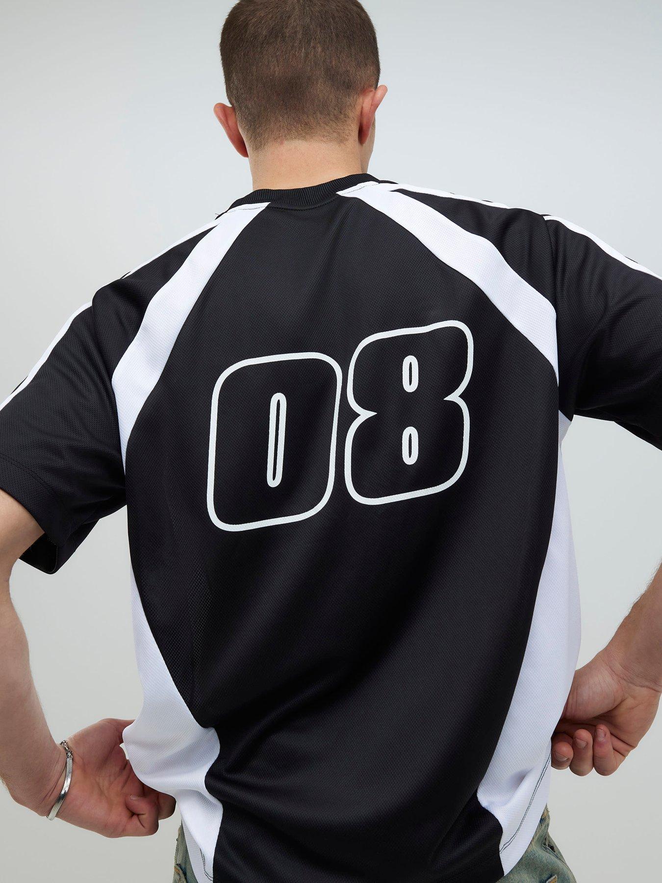 River Island Montprix Football Short Sleeve T-Shirt - Black