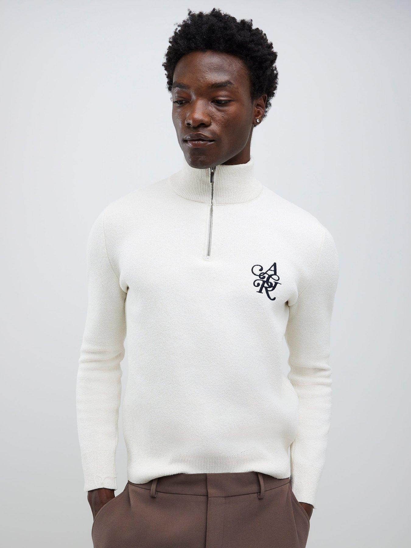 River Island Boucle Half Zip Knitted Jumper - White