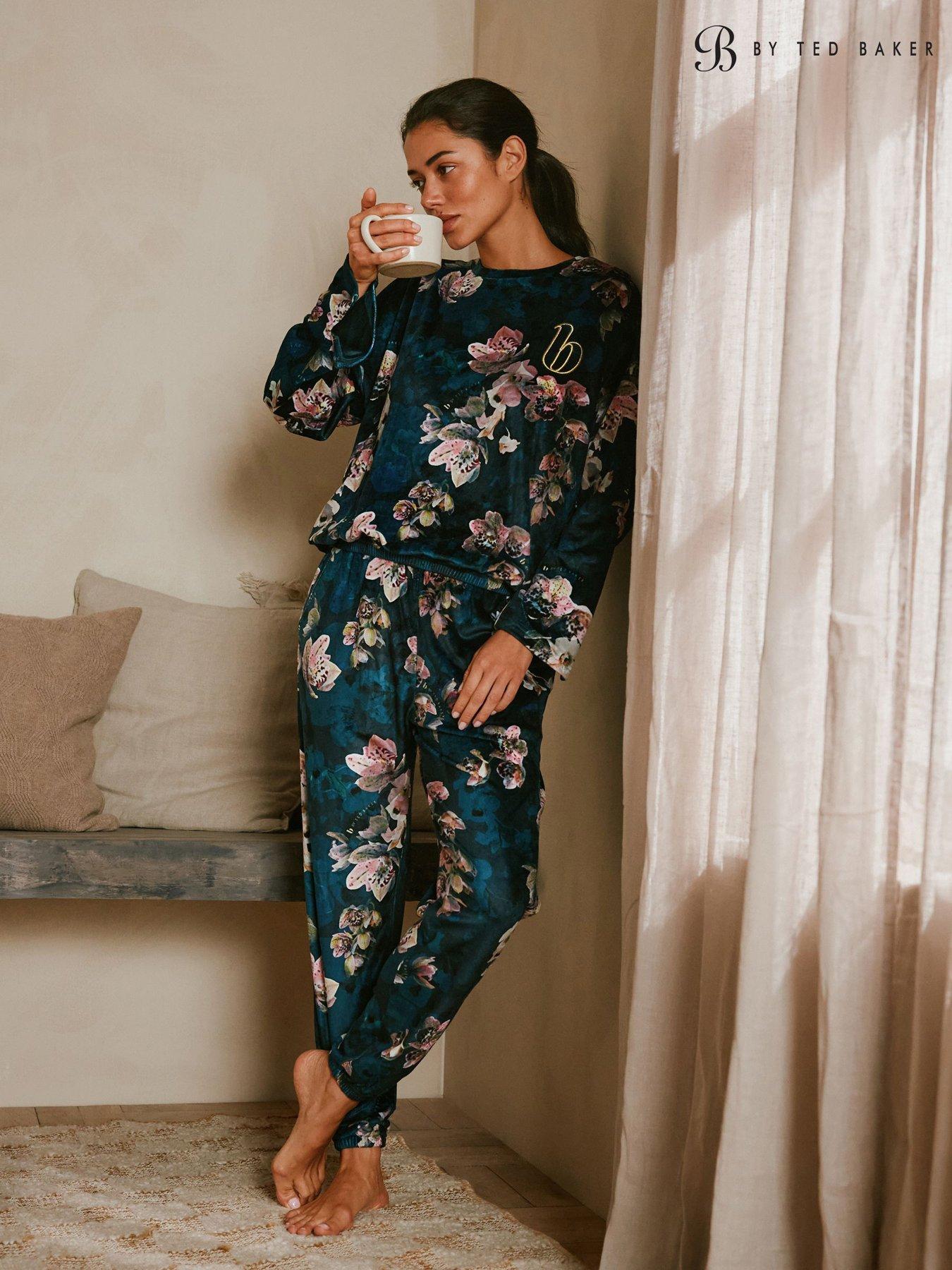 B By Ted Baker Cosy Teal Floral Pyjama Set - Blue