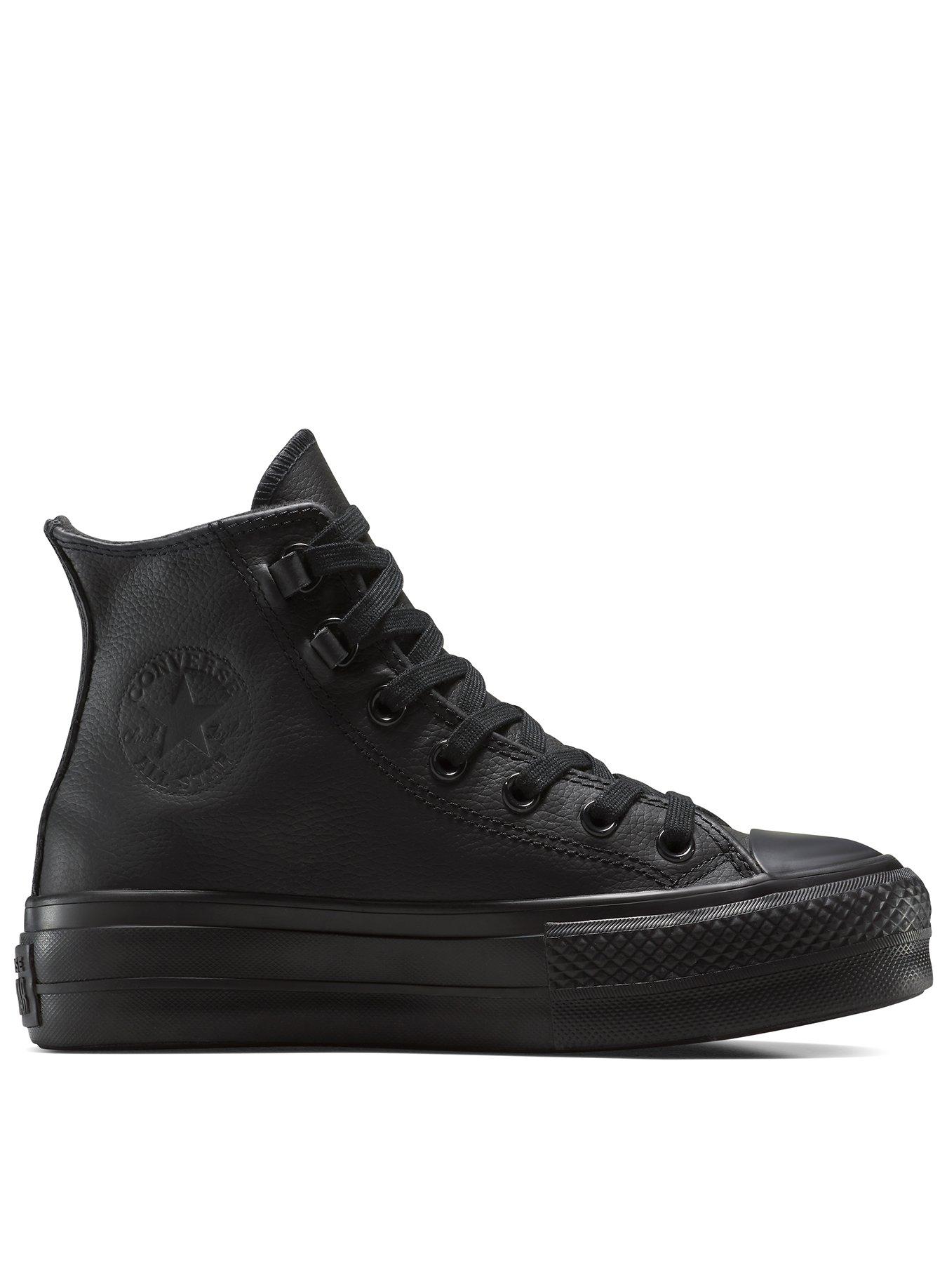Converse Womens Chuck Taylor All Star Hi Lift Platform Leather - Black