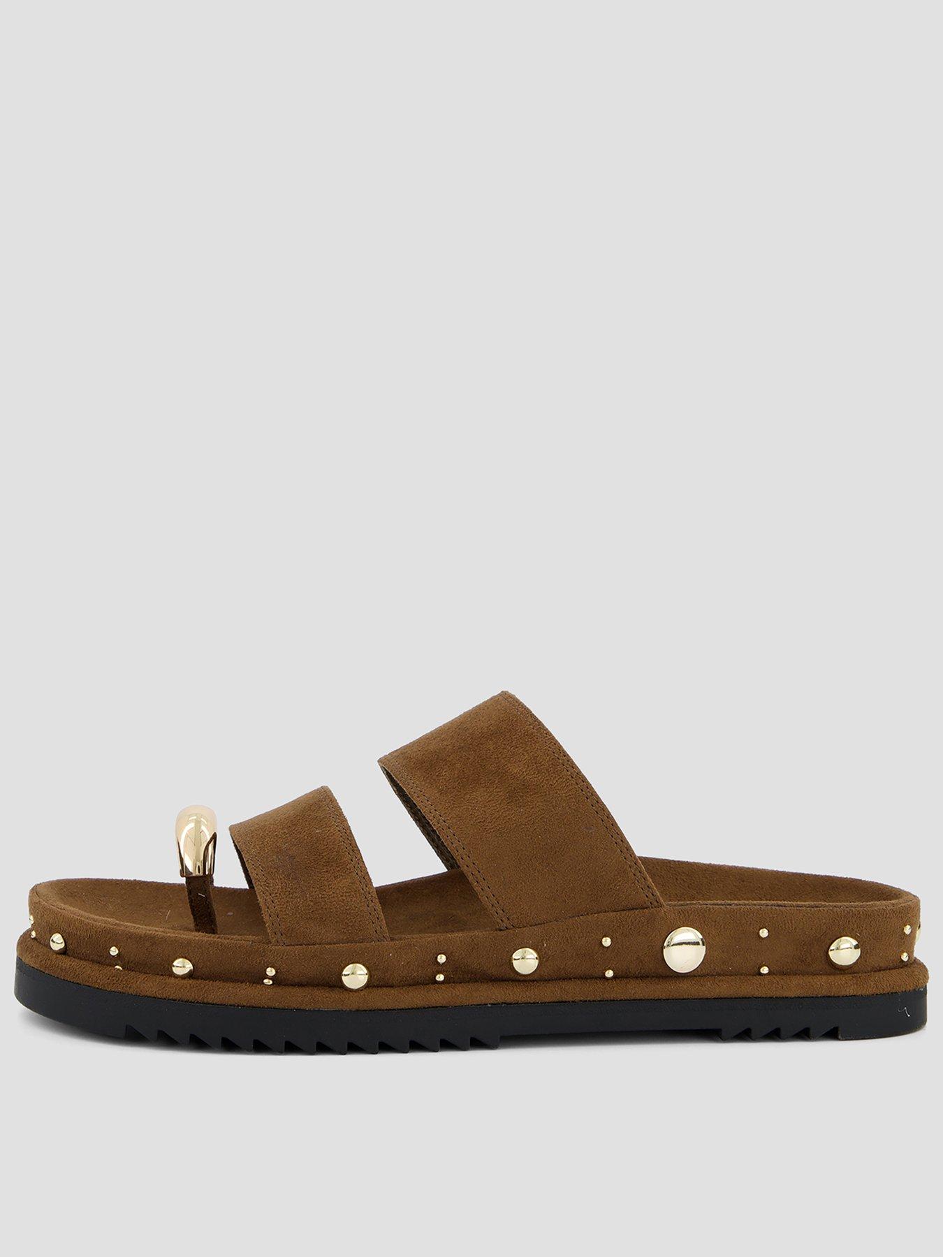 The Very Collection Double Strap Footbed Sandal - Khaki