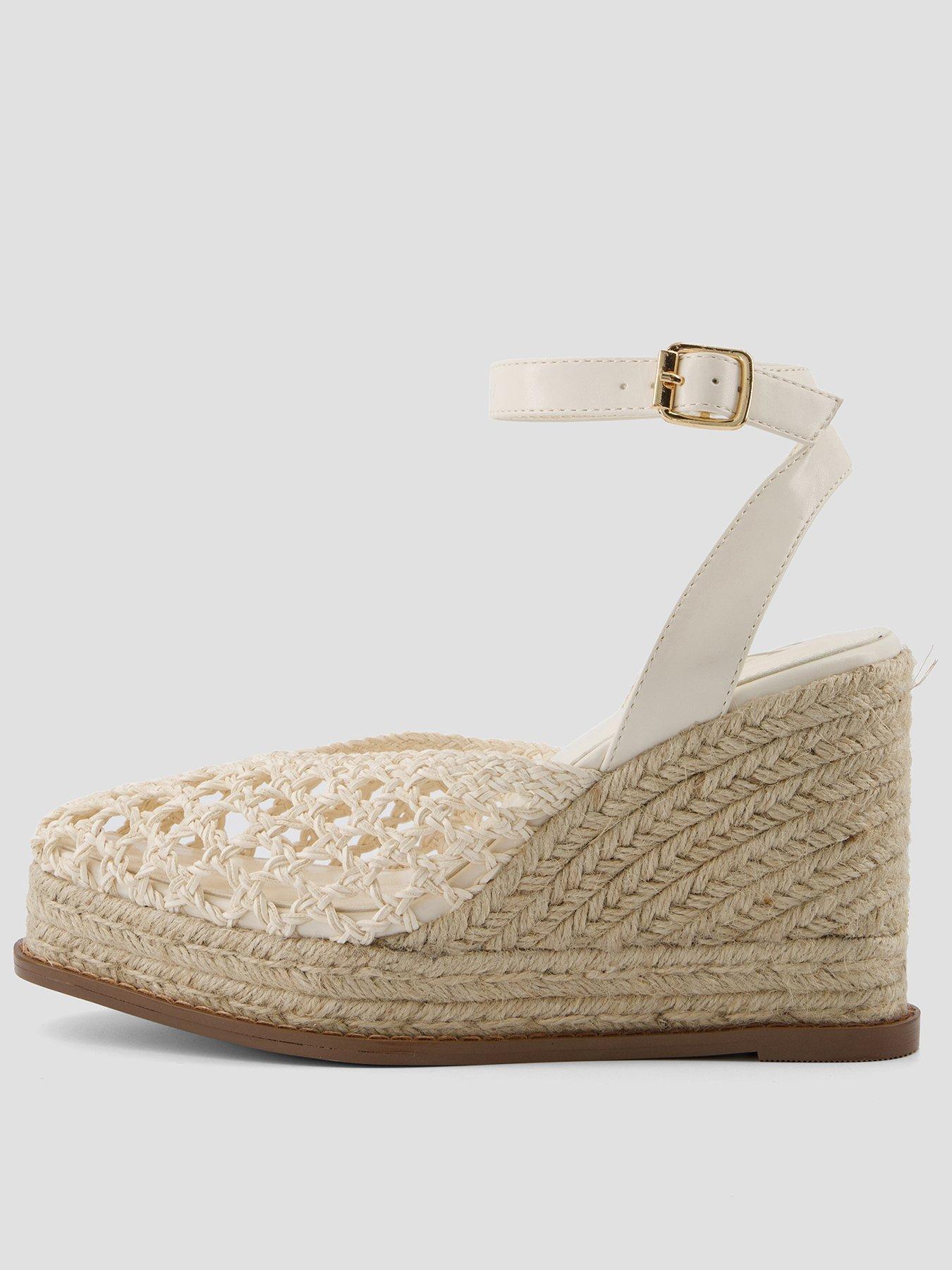 Image 1 of 5 of The Very Collection Raffia Crochet Close Toe Wedge Shoe
