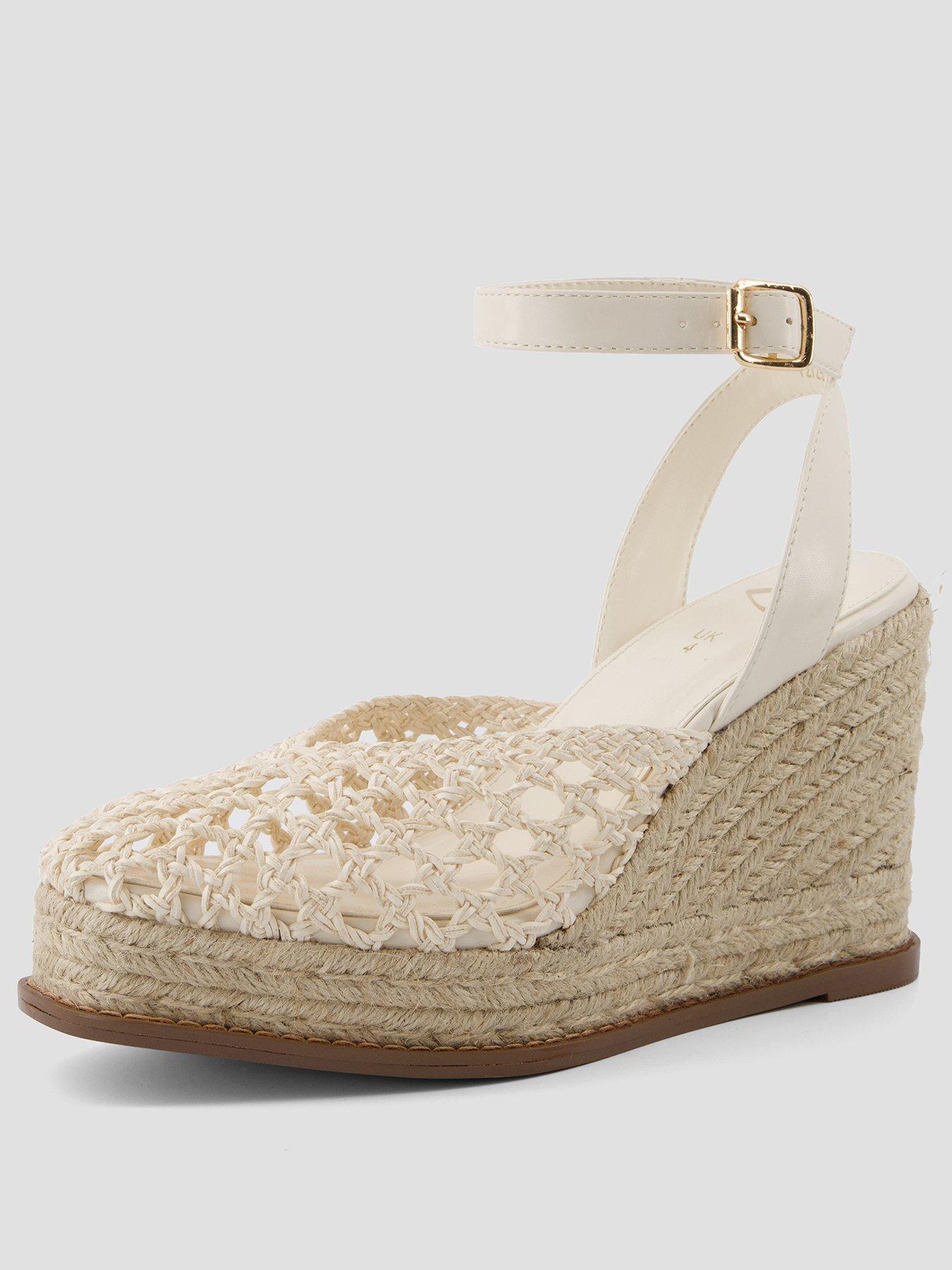 Image 2 of 5 of The Very Collection Raffia Crochet Close Toe Wedge Shoe