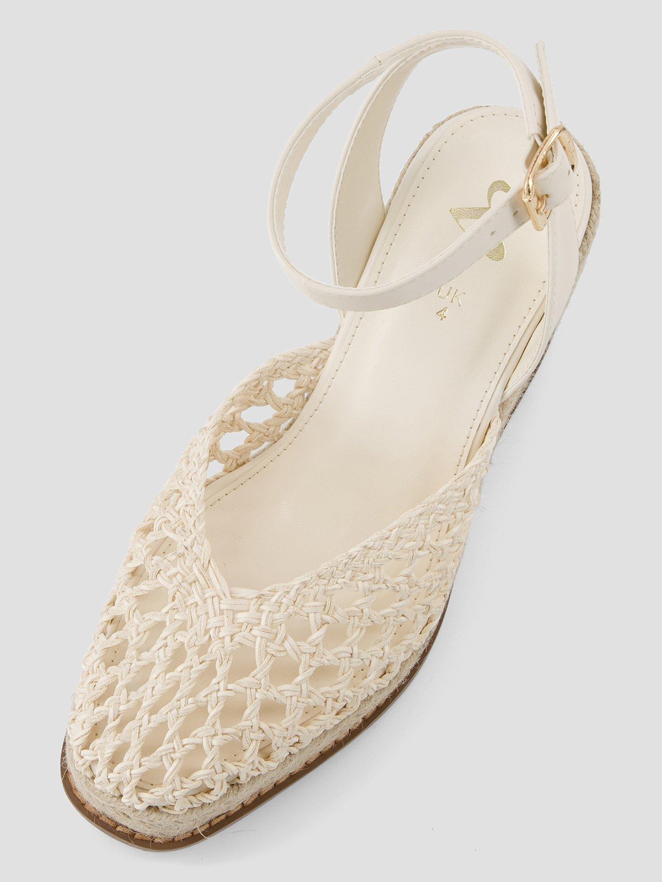 Image 3 of 5 of The Very Collection Raffia Crochet Close Toe Wedge Shoe