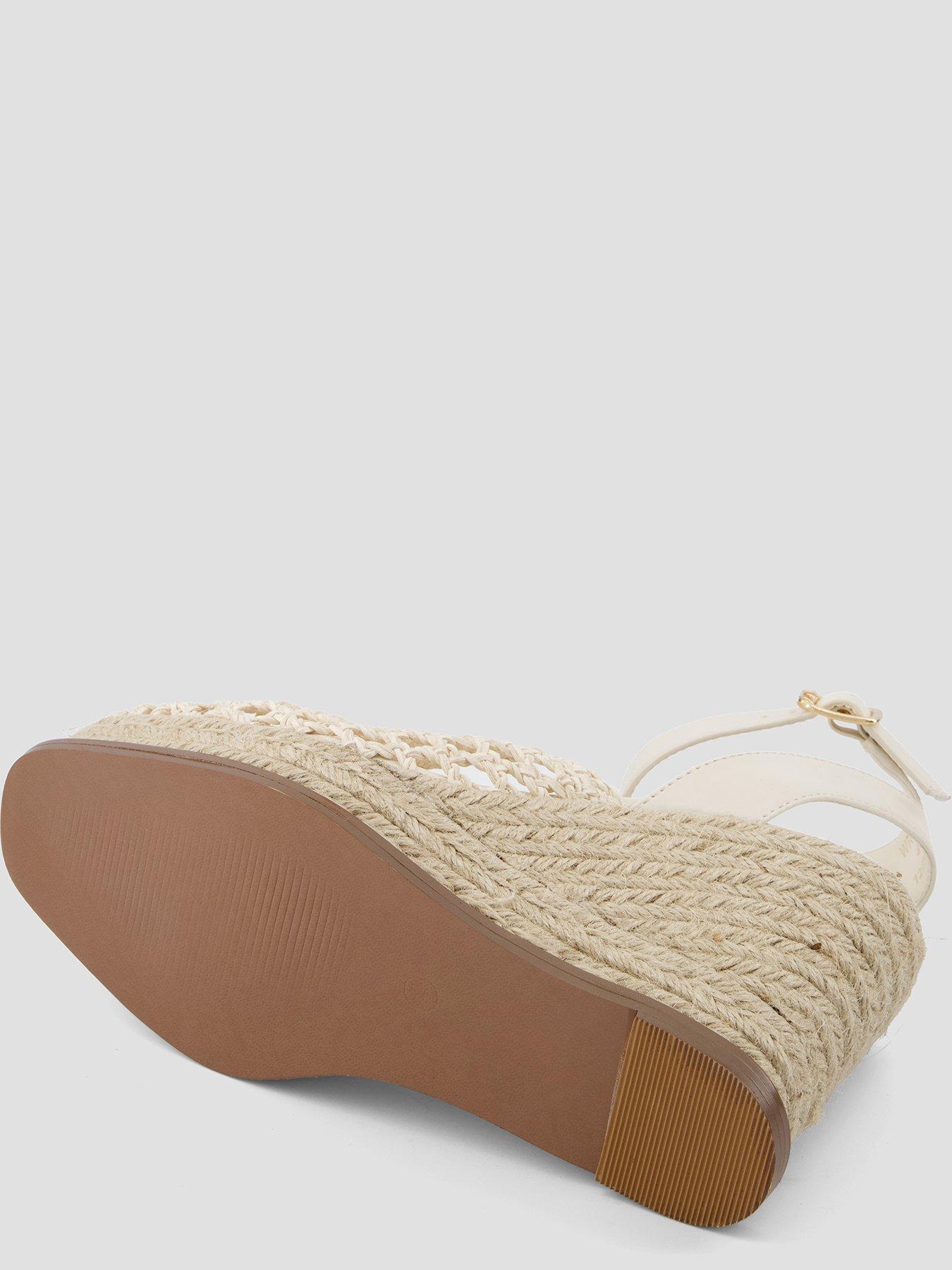 Image 4 of 5 of The Very Collection Raffia Crochet Close Toe Wedge Shoe
