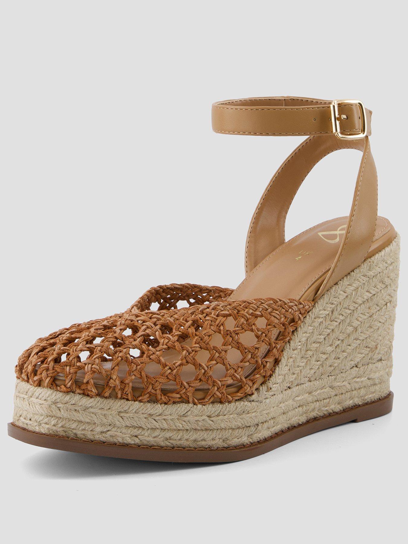 Image 2 of 5 of The Very Collection Raffia Crochet Close Toe Wedge Shoe
