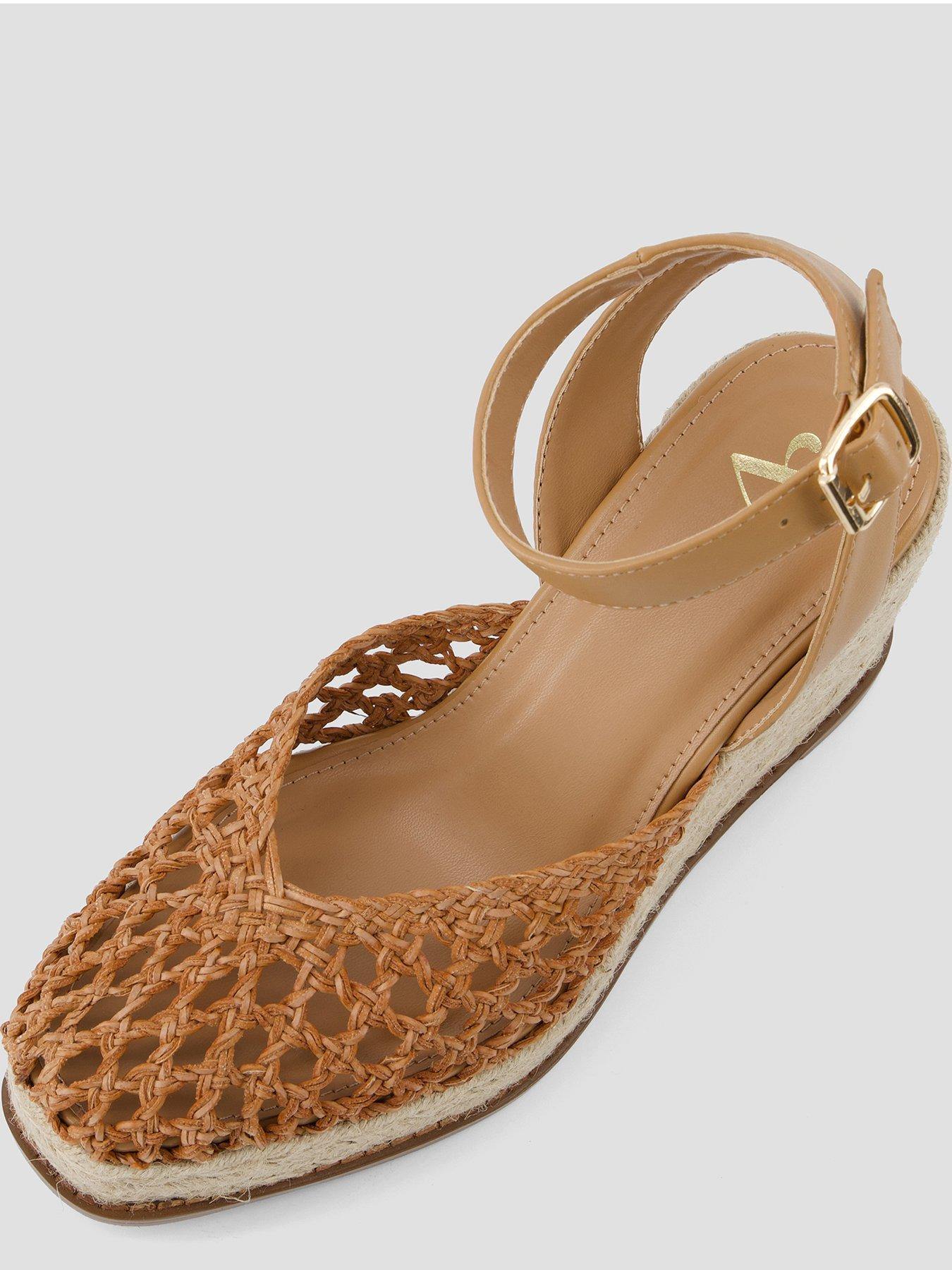 Image 3 of 5 of The Very Collection Raffia Crochet Close Toe Wedge Shoe