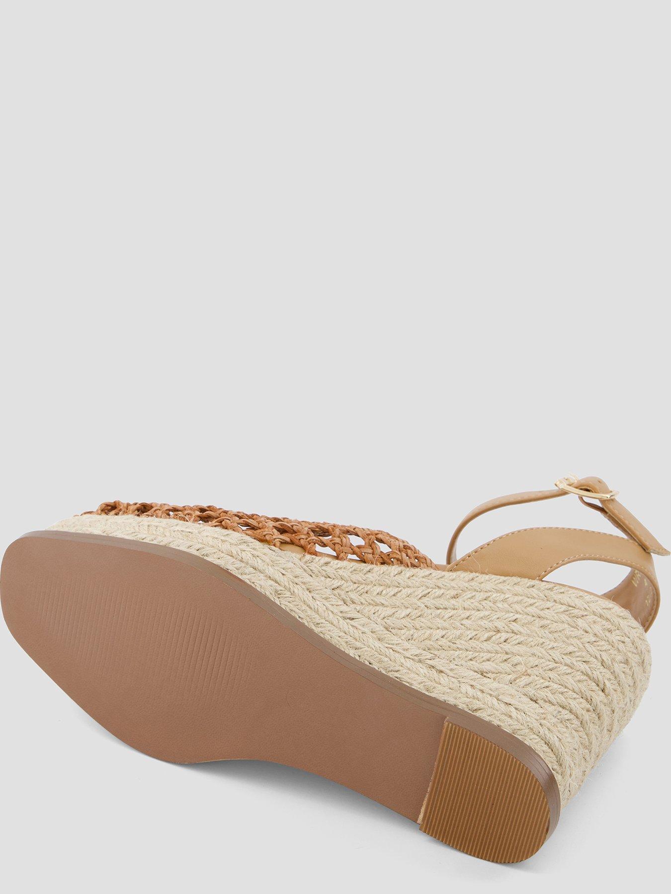 Image 4 of 5 of The Very Collection Raffia Crochet Close Toe Wedge Shoe