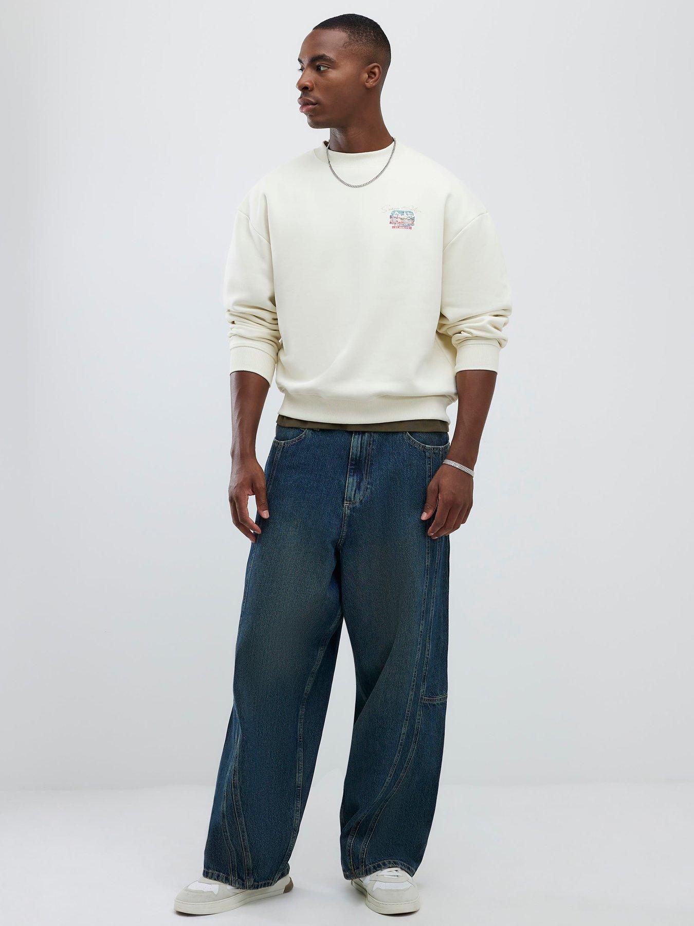 Sweat Homme River Island Beige à Imprimé Graphique - Taille M - Excellent état