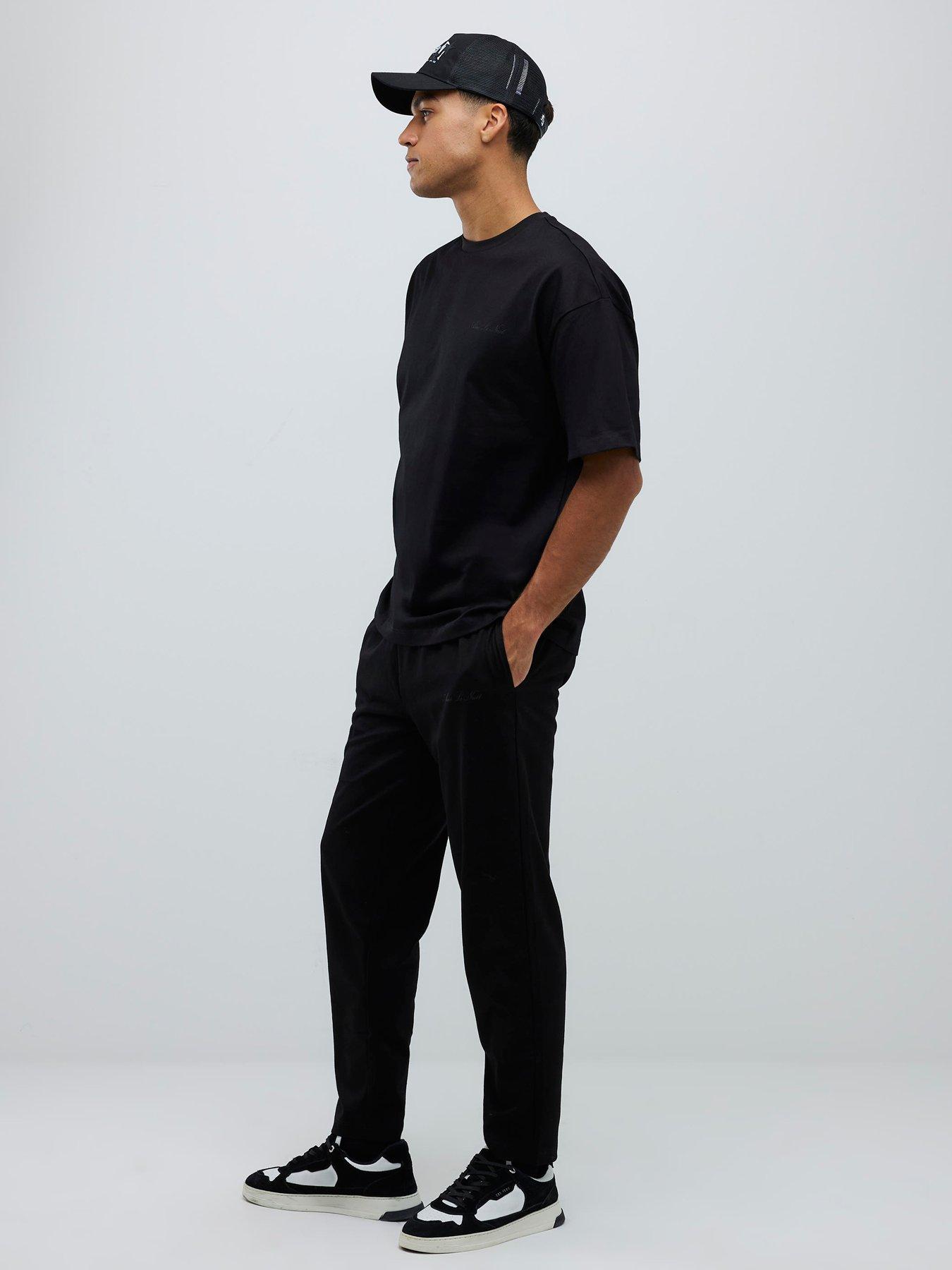 River Island Boxy T-Shirt And Jogger Set - Black