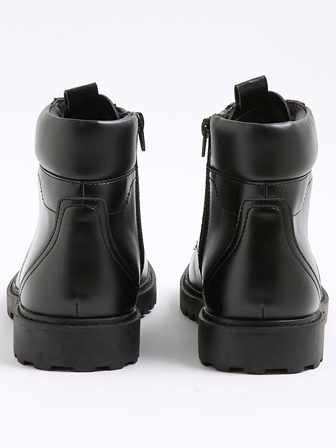 River Island Two zip up Men boot in black Leather Size 9 UK, 10 USA River Island zip detail biker boots in black | ASOS main image 3