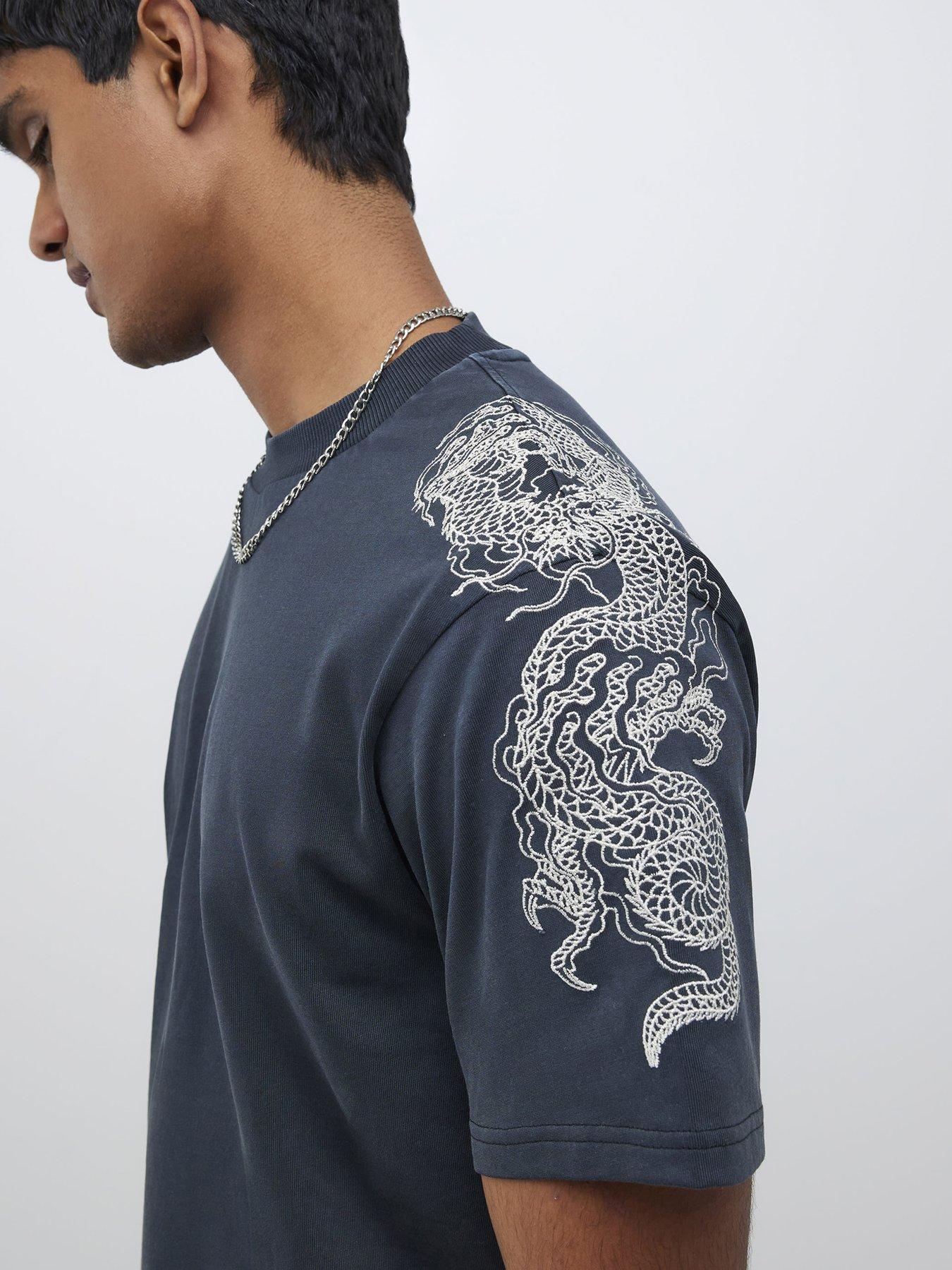 Cardydony Japanese Style Dragon Playing In The Water Flaxen Collar Cardigan Shirt main image 1