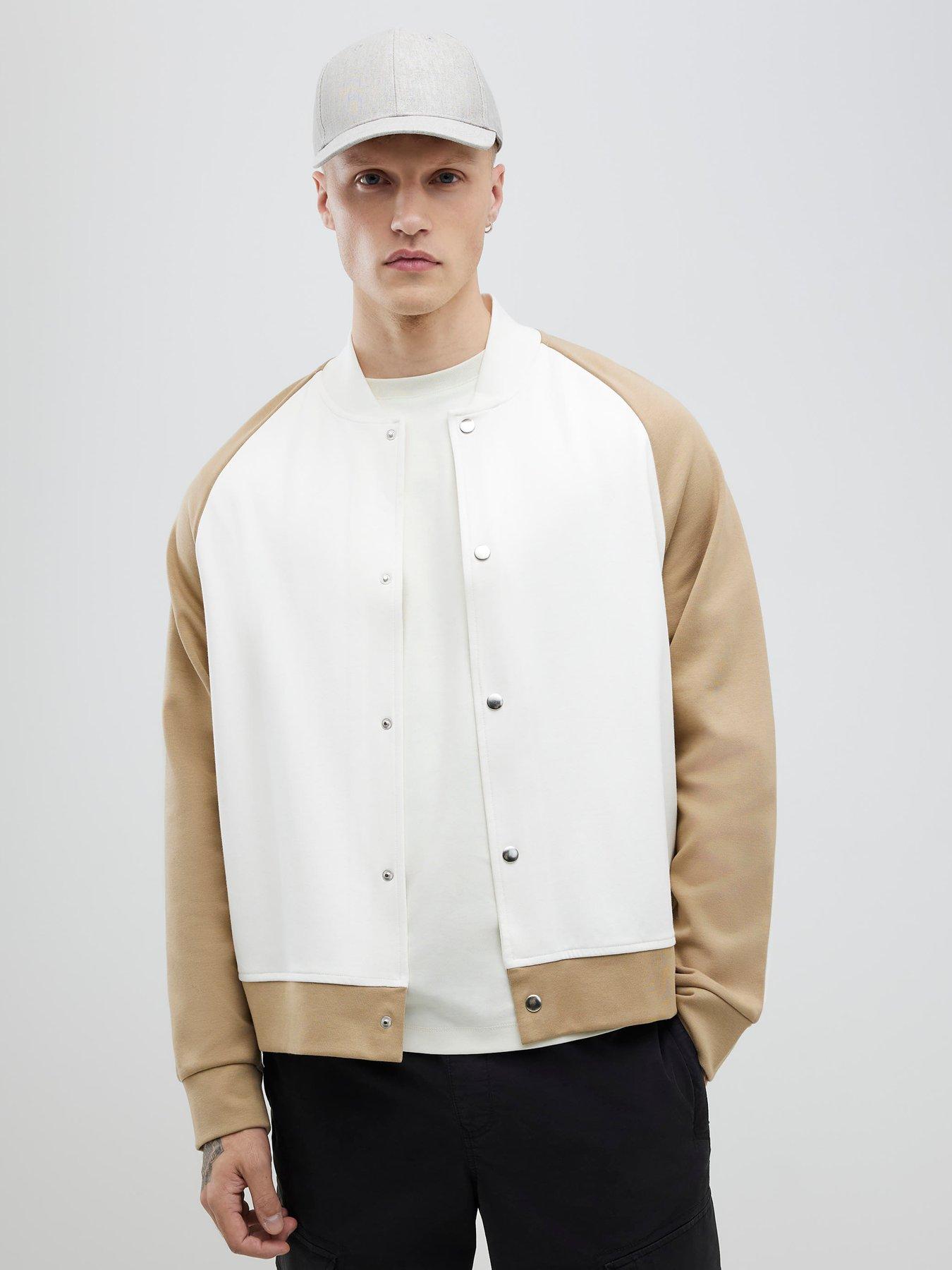 River Island Colour Block  Bomber Jacket - Beige