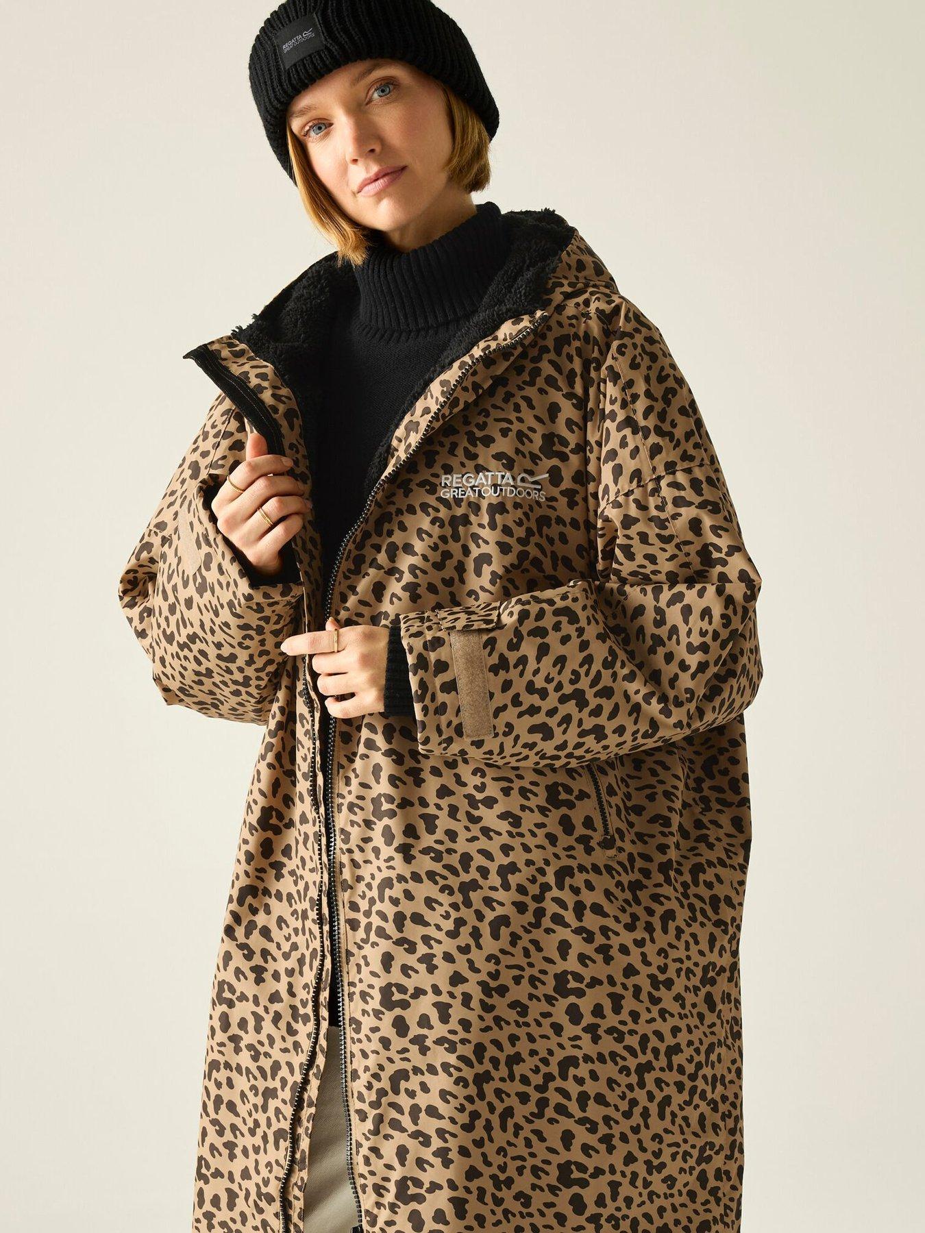 Regatta Womens Waterproof Leopard Printed Robe, Brown, Size S-M, Women