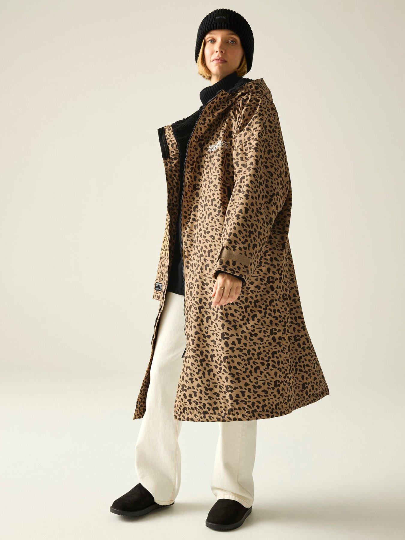 Image 2 of 7 of Regatta Womens Waterproof Leopard Printed Robe - Brown