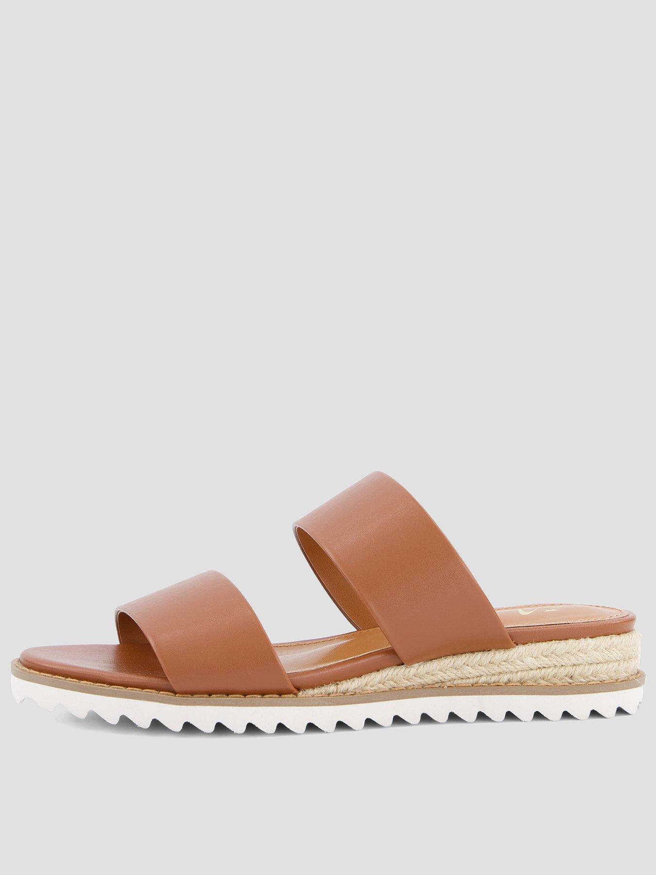 The Very Collection Comfort Double Strap Wedge Sandal - Brown