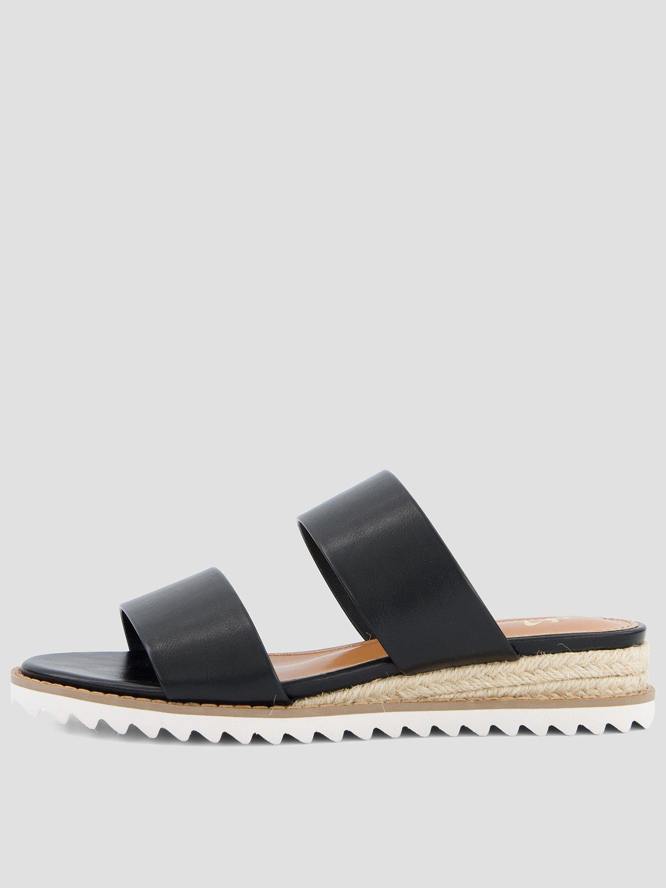 The Very Collection Extra Wide Fit Comfort Double Strap Wedge Sandal - Black