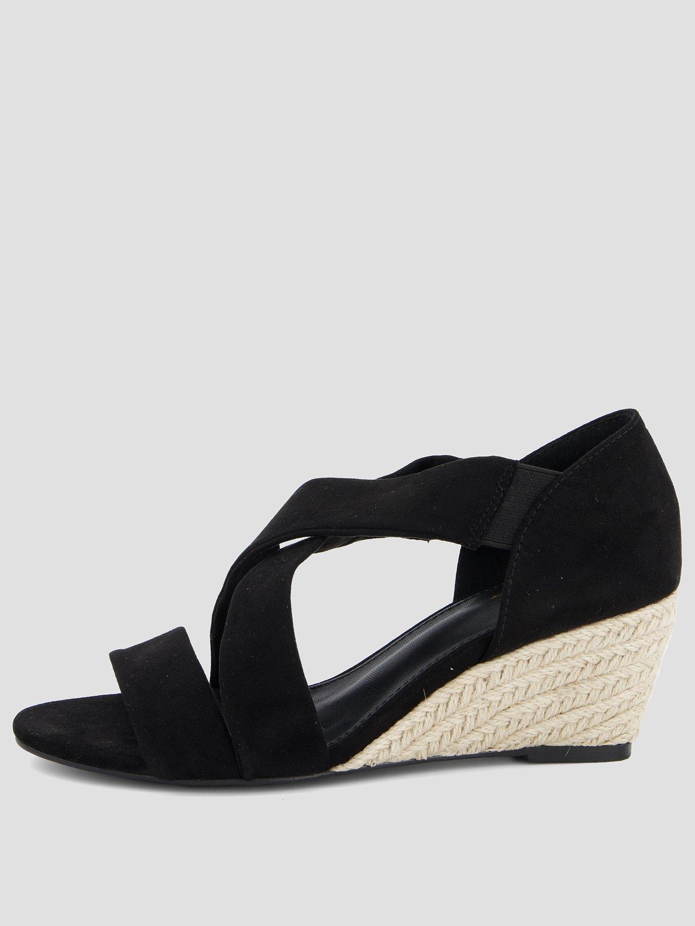 Image 2 of 7 of The Very Collection Cross Strap High Wedges Sandal - Black