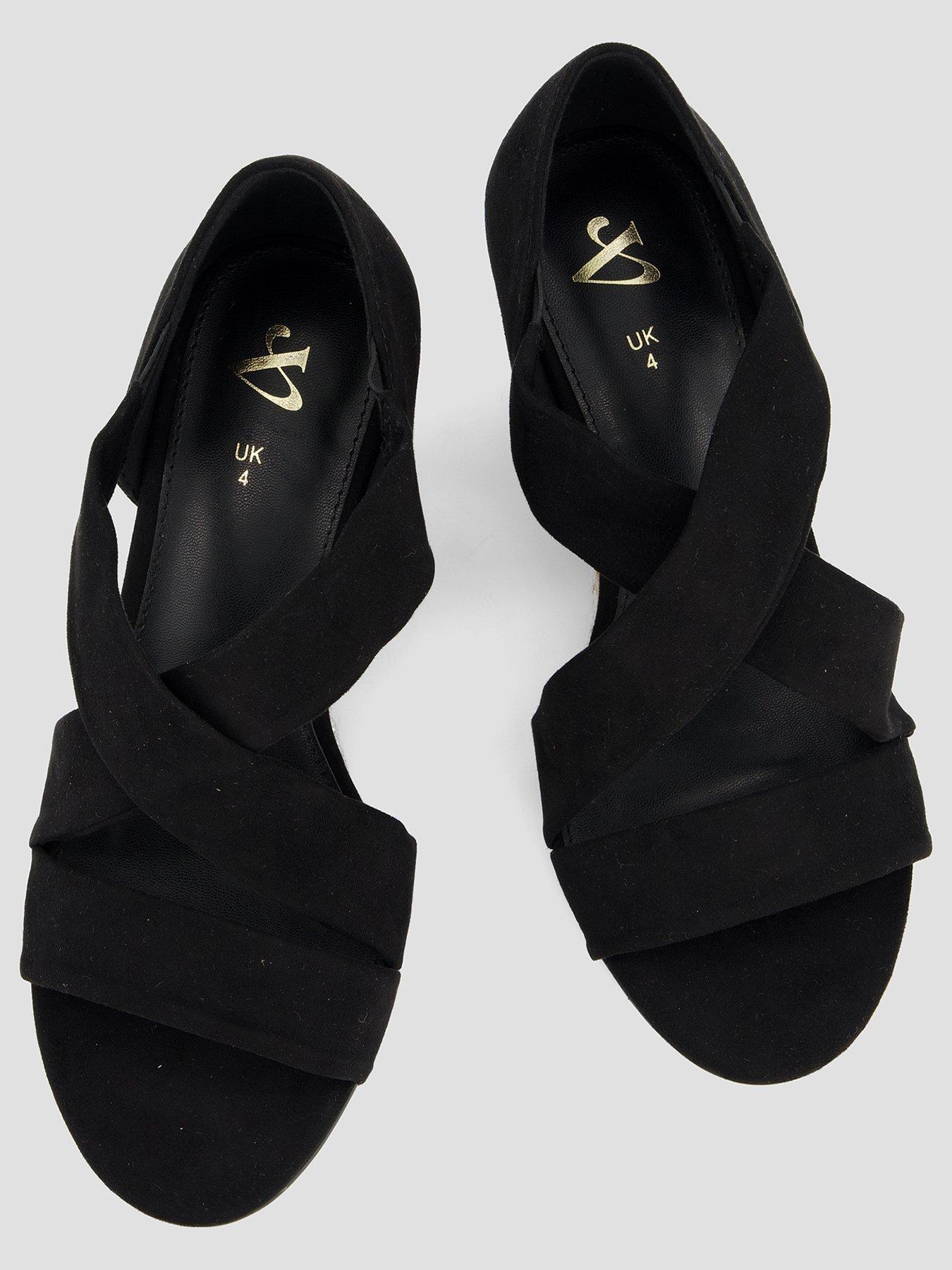 Image 3 of 7 of The Very Collection Cross Strap High Wedges Sandal - Black