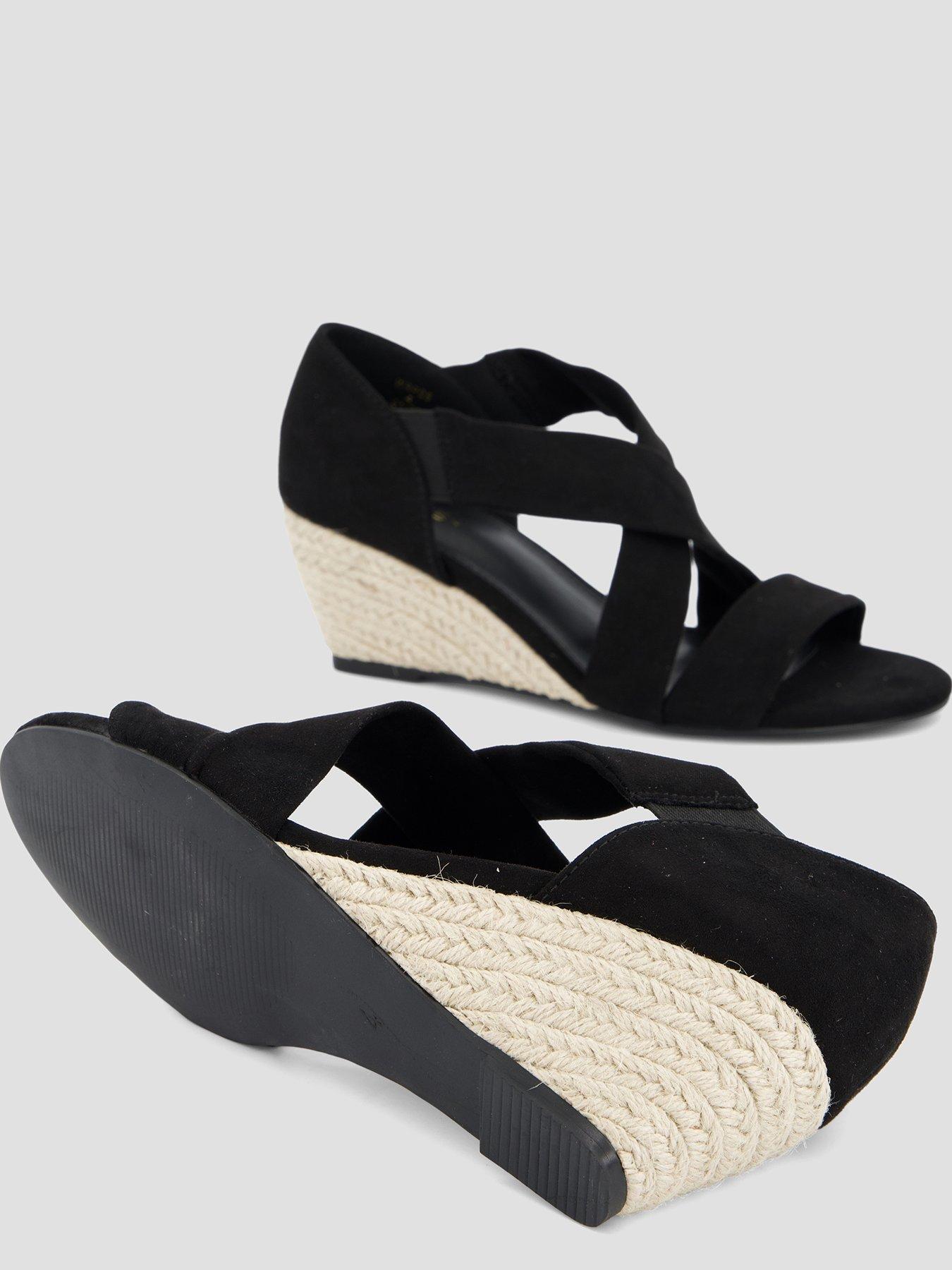 Image 4 of 7 of The Very Collection Cross Strap High Wedges Sandal - Black