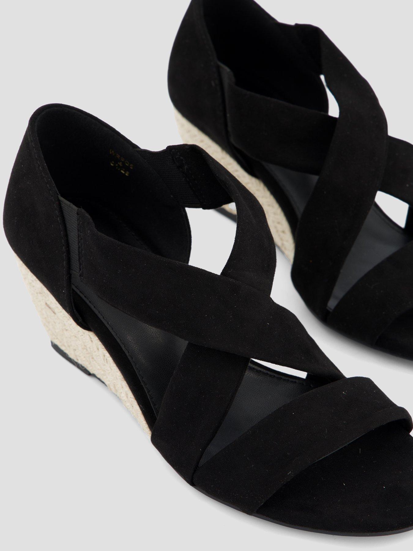 Image 5 of 7 of The Very Collection Cross Strap High Wedges Sandal - Black