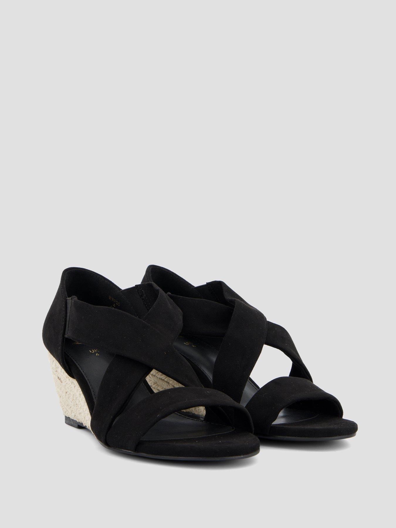 Image 6 of 7 of The Very Collection Cross Strap High Wedges Sandal - Black