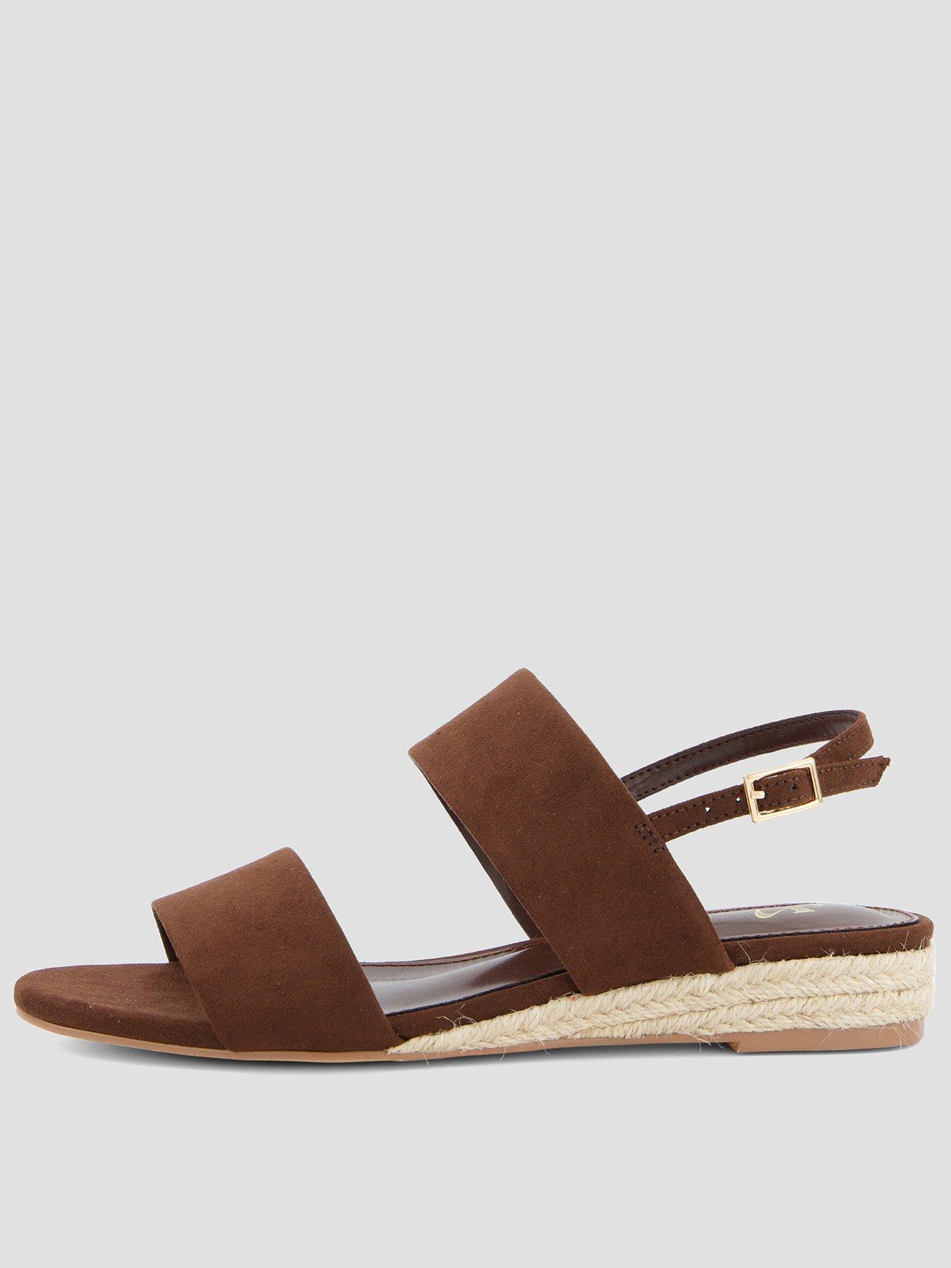 The Very Collection Low Strappy Wedge Sandal - Brown
