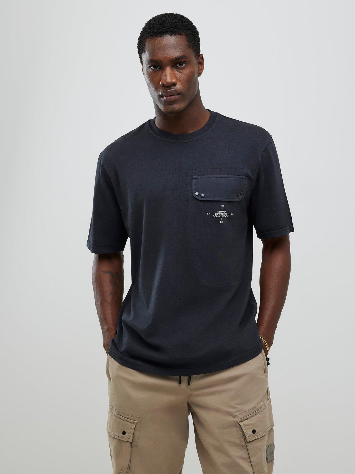 River Island Pocket Detail T-Shirt - Grey